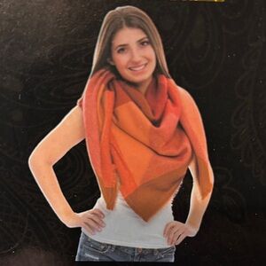 264 NWT Vibrant Plaid Blanket Scarf. SzOS